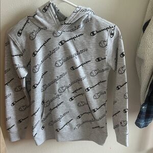 Champion Heather Gray All-Over Logo Hoodie